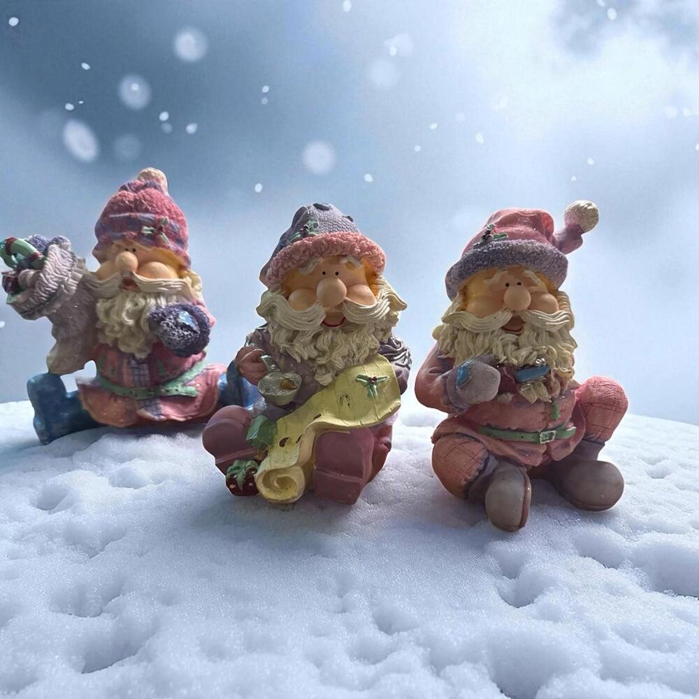 HOME INTERIORS 2002 SUGAR PLUM SANTA -CHRISTMAS- 55063 Set Of 3